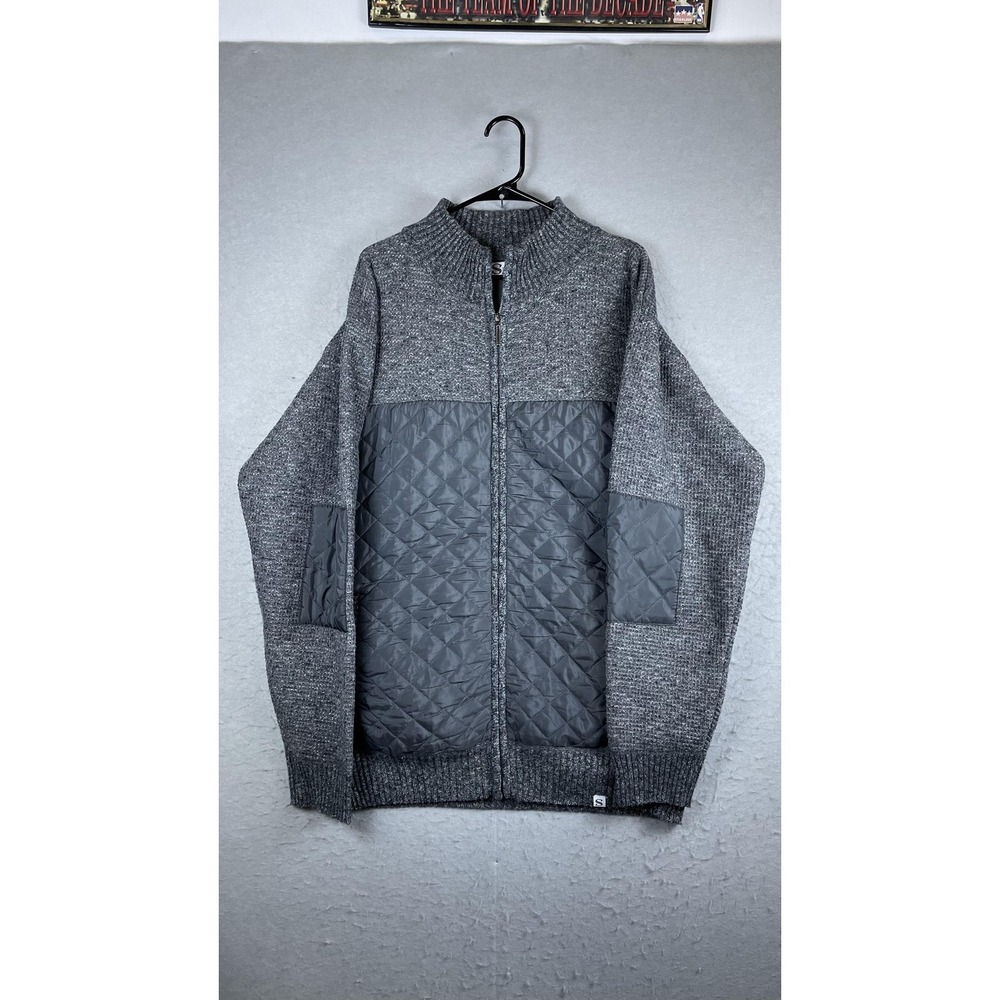 Silversilk Jacket Mens 3XL Gray Knit Quilted Full‎ Zip Padded Lined Warm Outdoor
